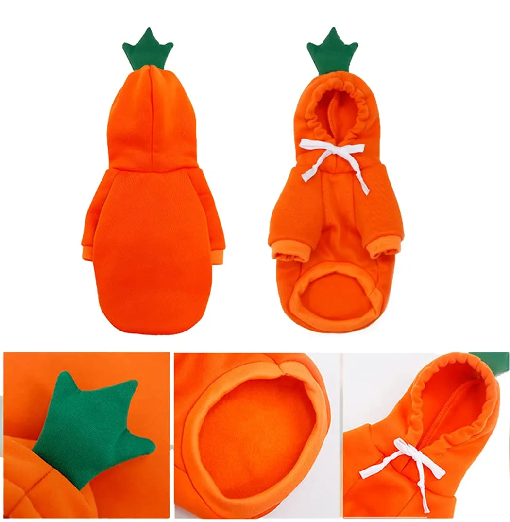 XIAOYU felpa con cappuccio per cuccioli di cane felpe con cappuccio per gatti vestiti per animali domestici felpa con frutta alla moda per cane gatto animali domestici di piccola taglia, carota, XL - immagine 6