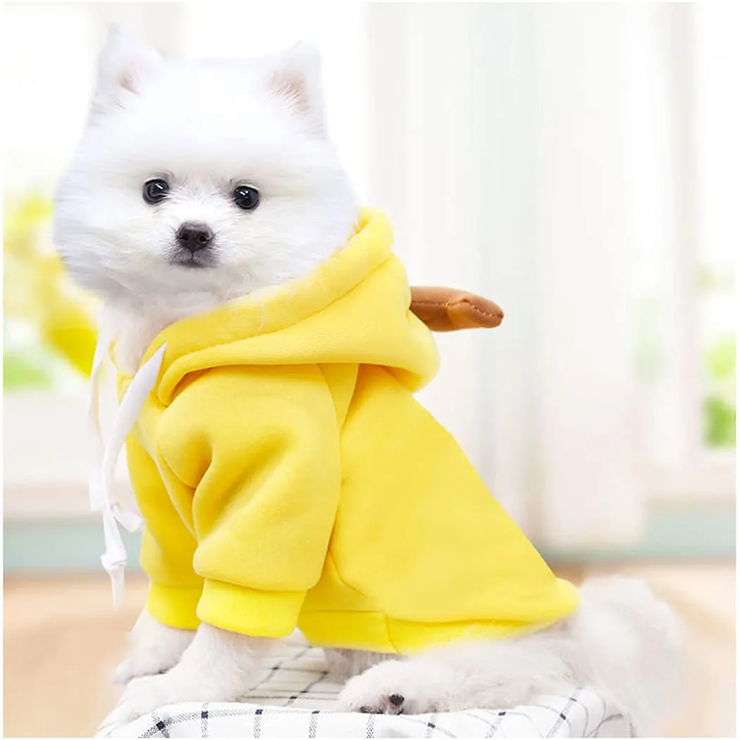 XIAOYU felpa con cappuccio per cuccioli di cane felpe con cappuccio per gatti vestiti per animali domestici felpa con frutta alla moda per cane gatto animali domestici di piccola taglia, banana, S - immagine 2