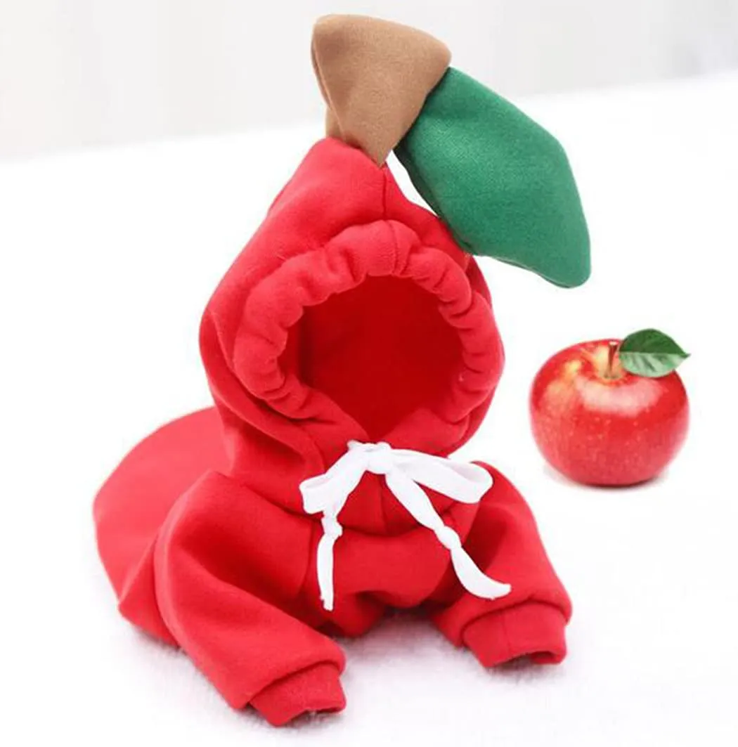 XIAOYU felpa con cappuccio per cuccioli di cane felpe con cappuccio per gatti vestiti per animali domestici felpa con frutta alla moda per cane gatto animali domestici di piccola taglia, mela, S - immagine 5