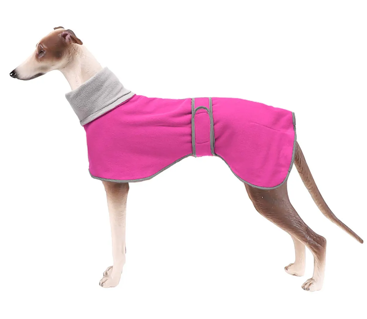 Morezi - Cappotto per cani con barra riflettente, cappotto invernale in morbido pile di poliestere, fascia regolabile - Giacca invernale per cani per levrieri, Lurcher e Whippet - Rosa - XS - immagine 1