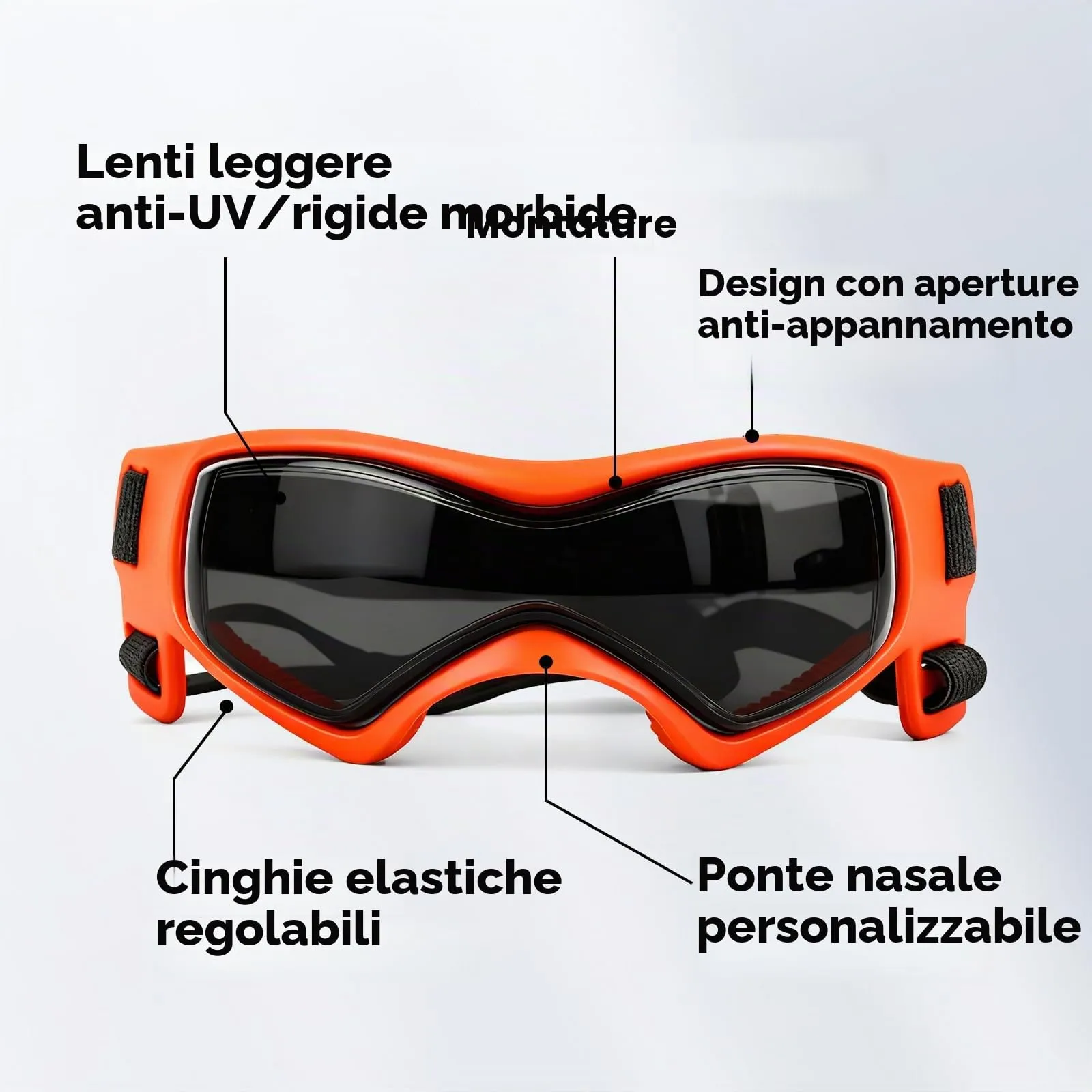 Enjoying Occhiali per Cani di Piccola Taglia con Protezione UV per Cuccioli, Occhiali da Sole Antivento per Animali Domestici, Protezione per Occhi di Pecorino, Arancione - immagine 3