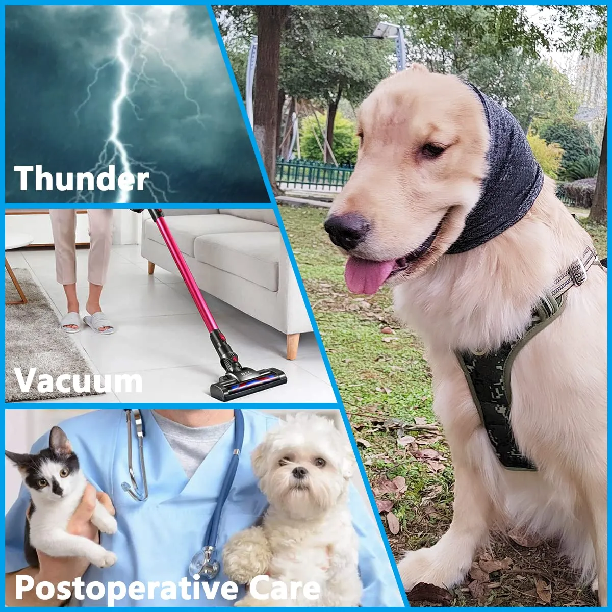 Pattepoint - Orecchie per gattini da compagnia, sollievo dall'ansia e calma, in un posto rumoroso, Snood per orecchie di gattino, scaldacollo e orecchie di gattino, colore: grigio S - immagine 3