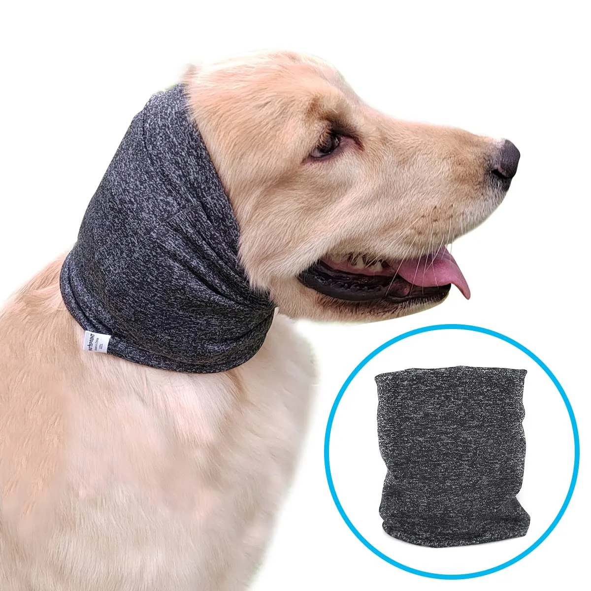 Pattepoint - Paraorecchie per cane da compagnia, sollievo dall'ansia e calma in un luogo rumoroso, Snood per orecchie per cani, scaldamani e orecchie di cane, colore: grigio L - immagine 1