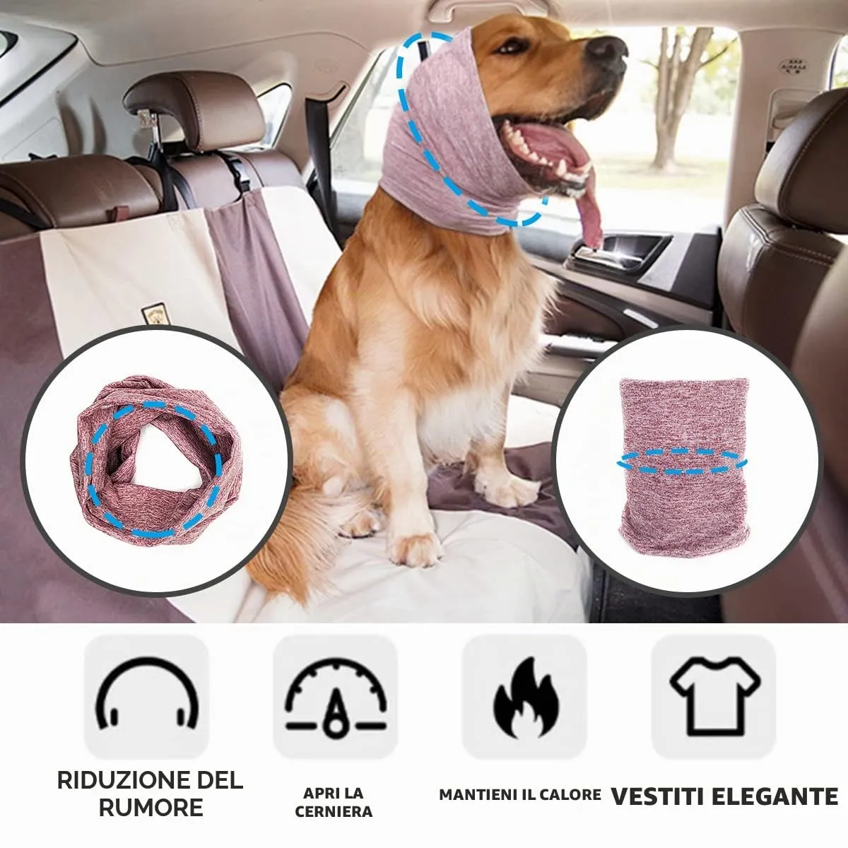 Pattepoint - Paraorecchie per cani piccoli, per alleviare l'ansia e calma in un luogo rumoroso, Snood per orecchie per cani piccoli, scaldamani e orecchie di cane, colore: Rosa M - immagine 2