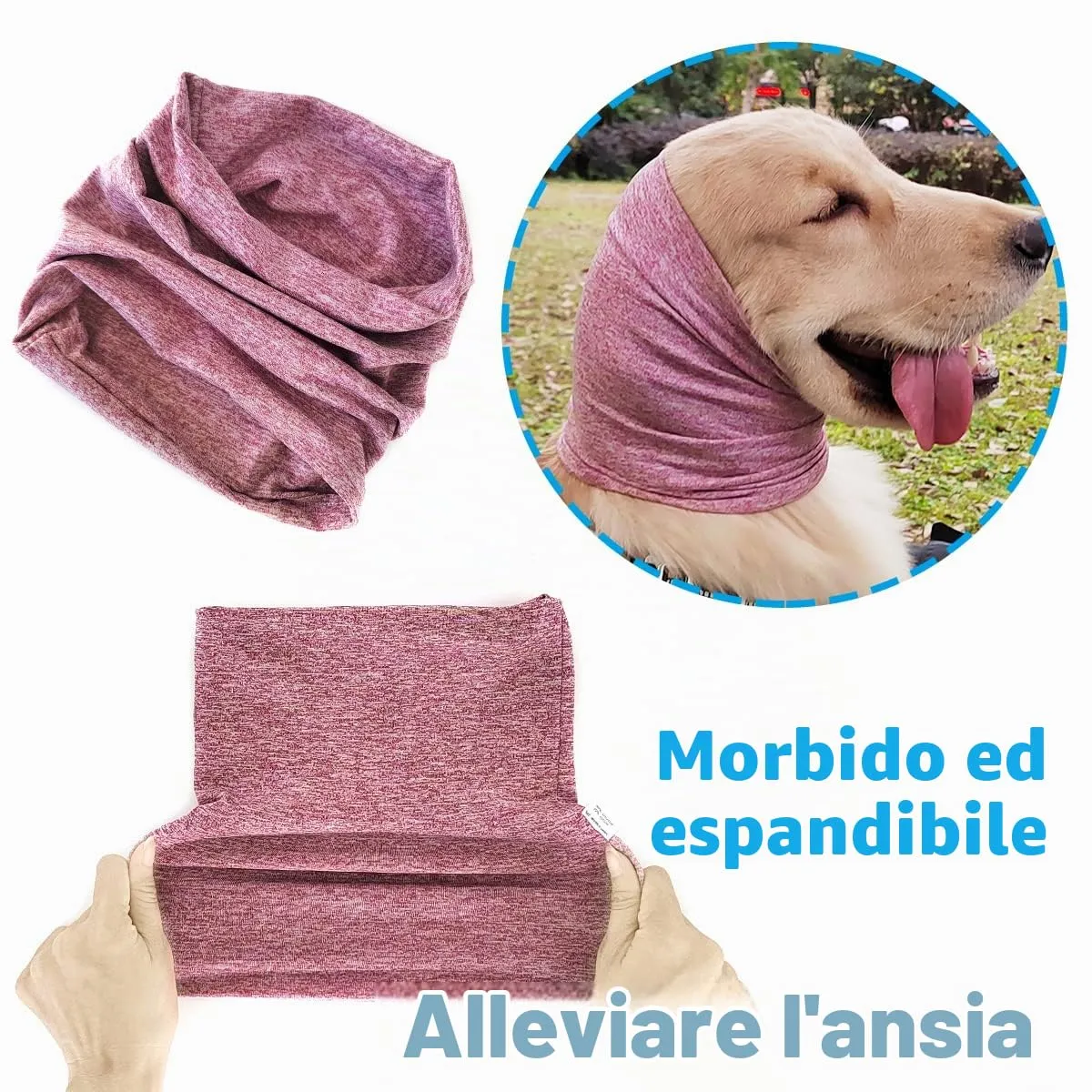 Pattepoint - Paraorecchie per cani piccoli, per alleviare l'ansia e calma in un luogo rumoroso, Snood per orecchie per cani piccoli, scaldamani e orecchie di cane, colore: Rosa M - immagine 4