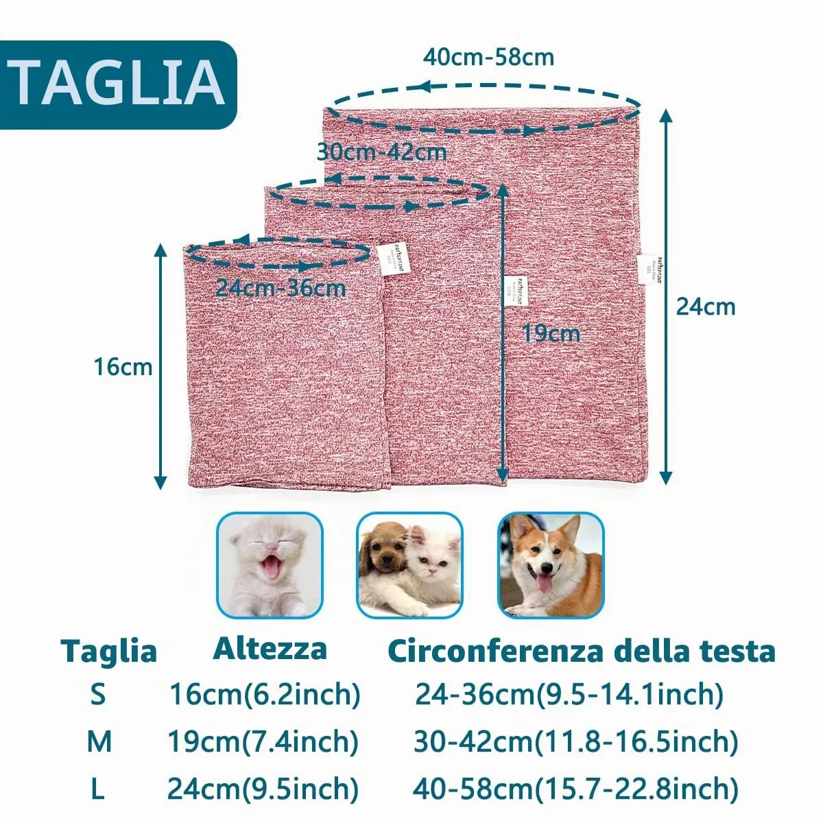 Pattepoint - Paraorecchie per cani piccoli, per alleviare l'ansia e calma in un luogo rumoroso, Snood per orecchie per cani piccoli, scaldamani e orecchie di cane, colore: Rosa M - immagine 5