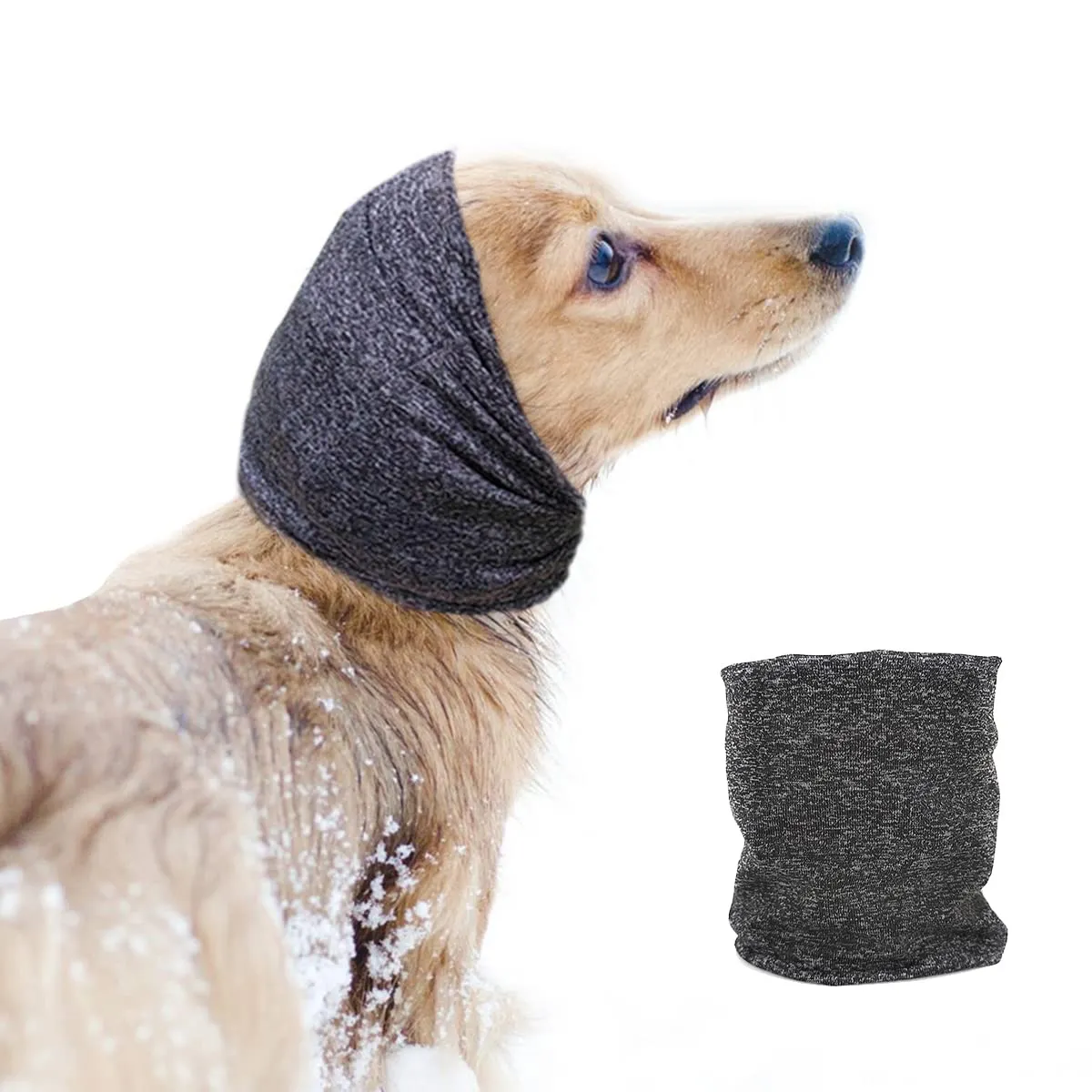 Pattepoint - Paraorecchie per cani piccoli, per alleviare l'ansia e calma in un luogo rumoroso, Snood per orecchie per cani piccoli, scaldamani e orecchie di cane, colore: grigio M - immagine 1