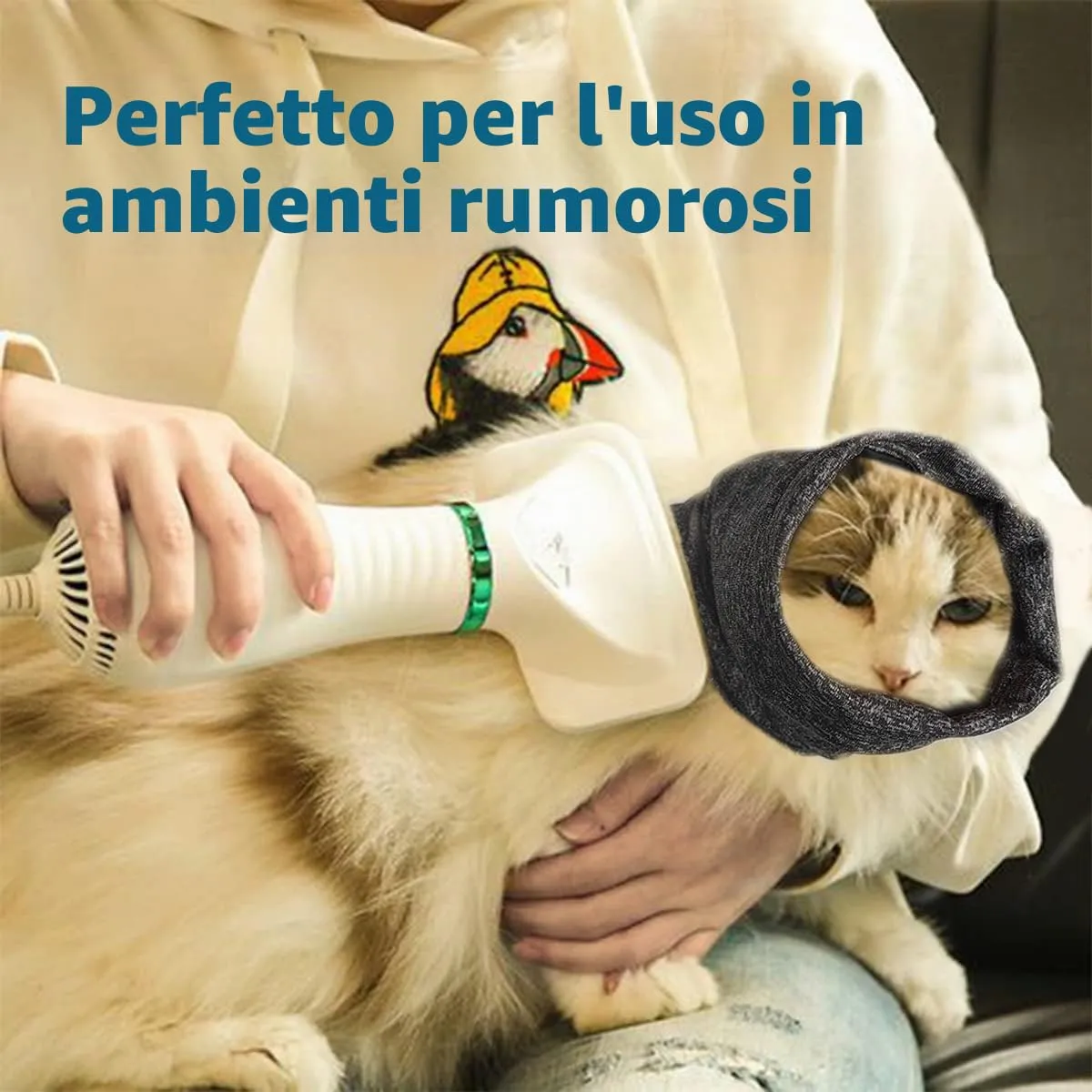 Pattepoint - Paraorecchie per cani piccoli, per alleviare l'ansia e calma in un luogo rumoroso, Snood per orecchie per cani piccoli, scaldamani e orecchie di cane, colore: grigio M - immagine 6