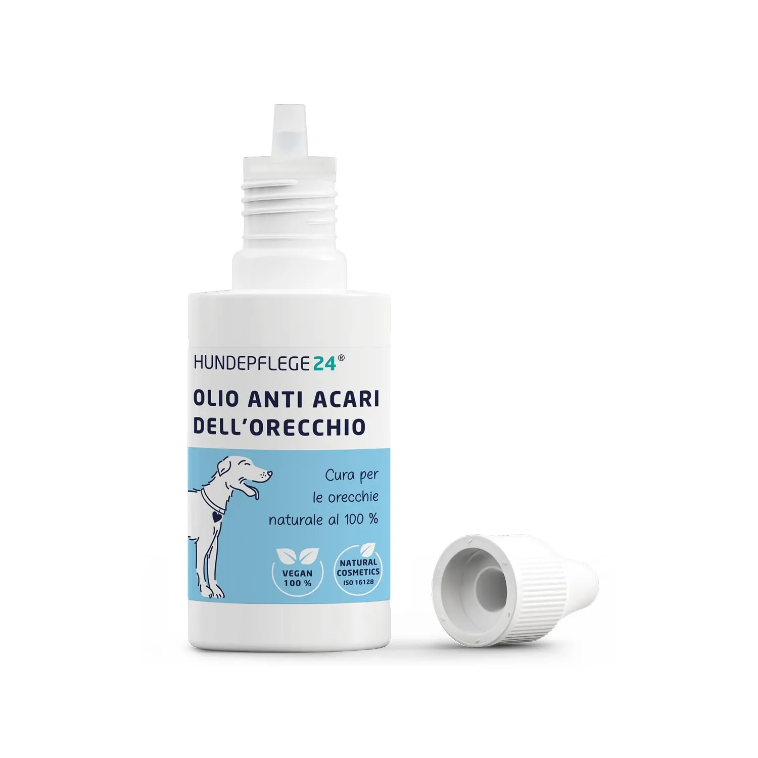 Hundepflege24 Olio Anti Acari Auricolari per Cani, Gatti & Animali da Compagnia - 50ml - 100% Trattamento Naturale & Vegano per la Cura dell'orecchio, Contro prurito, infestazioni fungine & da Acari - immagine 1