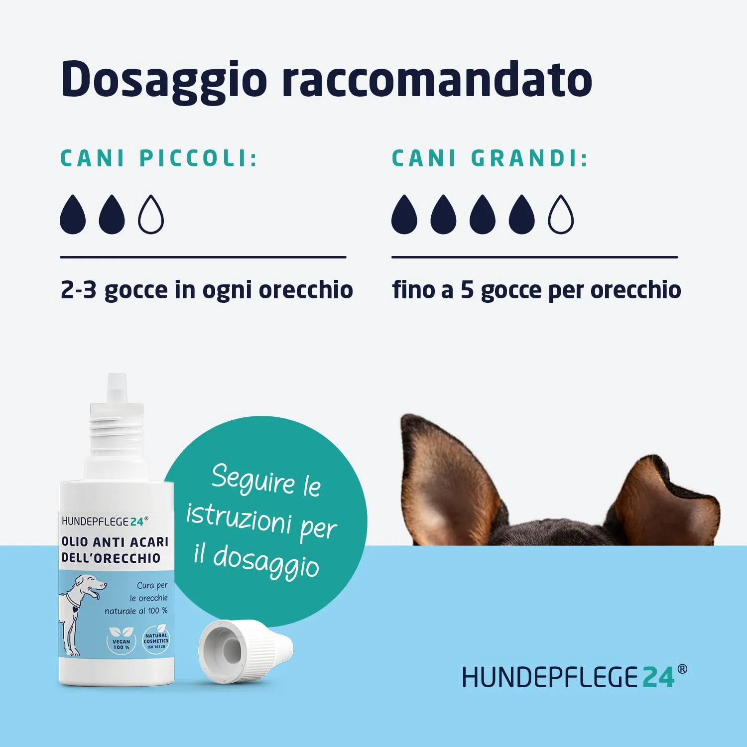 Hundepflege24 Olio Anti Acari Auricolari per Cani, Gatti & Animali da Compagnia - 50ml - 100% Trattamento Naturale & Vegano per la Cura dell'orecchio, Contro prurito, infestazioni fungine & da Acari - immagine 5