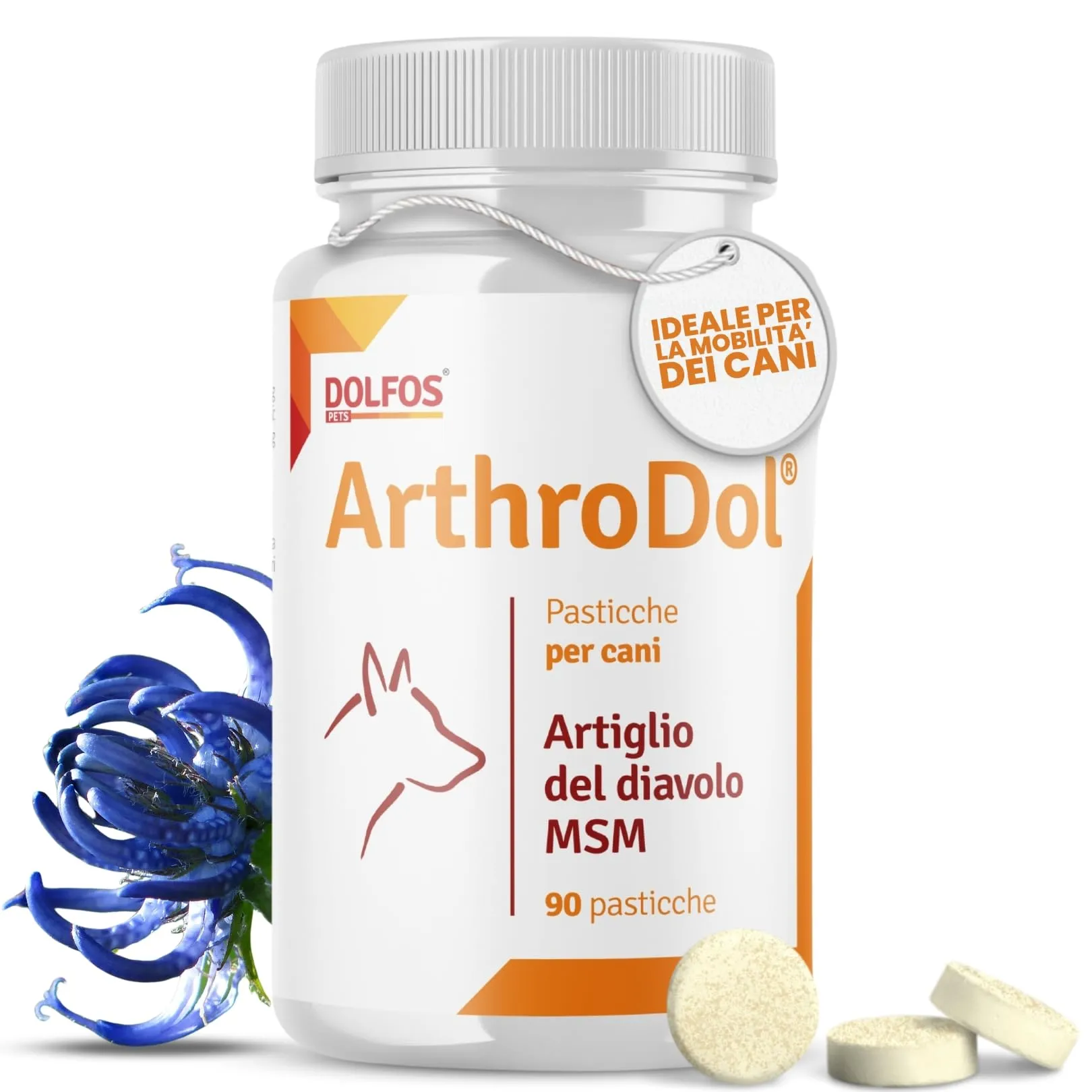Dolfos Pets ArthroDol Integratore Articolazioni Cane, Antinfiammatorio e Analgesico Favorisce la Mobilità dei Cani Anziani 100% Naturale 90 Compresse - immagine 1
