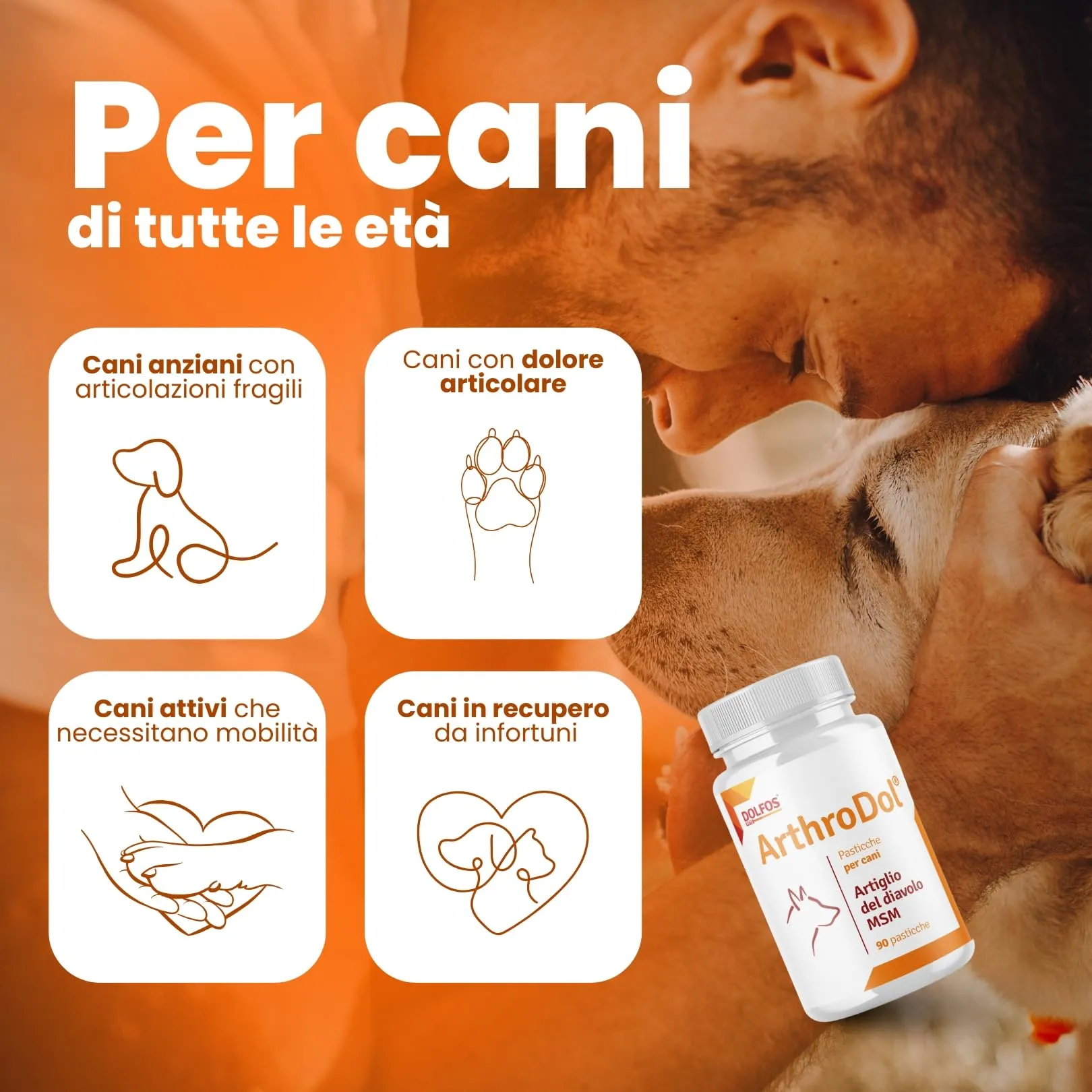 Dolfos Pets ArthroDol Integratore Articolazioni Cane, Antinfiammatorio e Analgesico Favorisce la Mobilità dei Cani Anziani 100% Naturale 90 Compresse - immagine 5