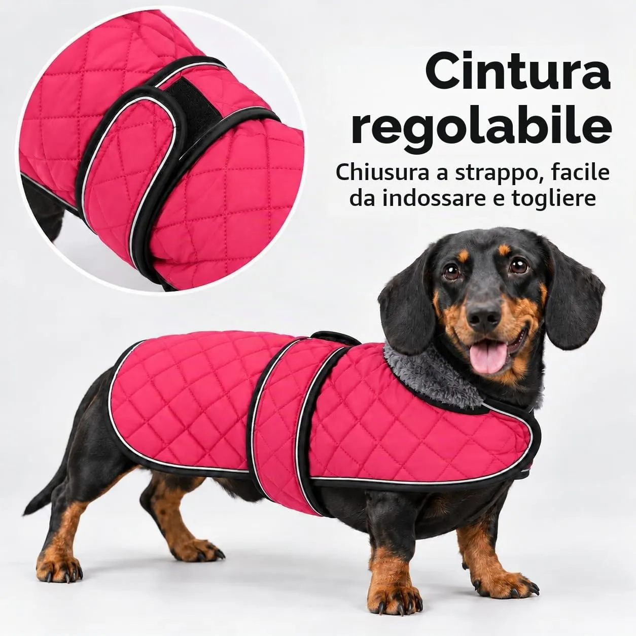 MOREZI Cappotto invernale per bassotto – Maglione impermeabile per cani con fodera in lana e cinghie regolabili, caldo cappotto invernale per cani di piccola taglia all'aperto rosa XS - immagine 3