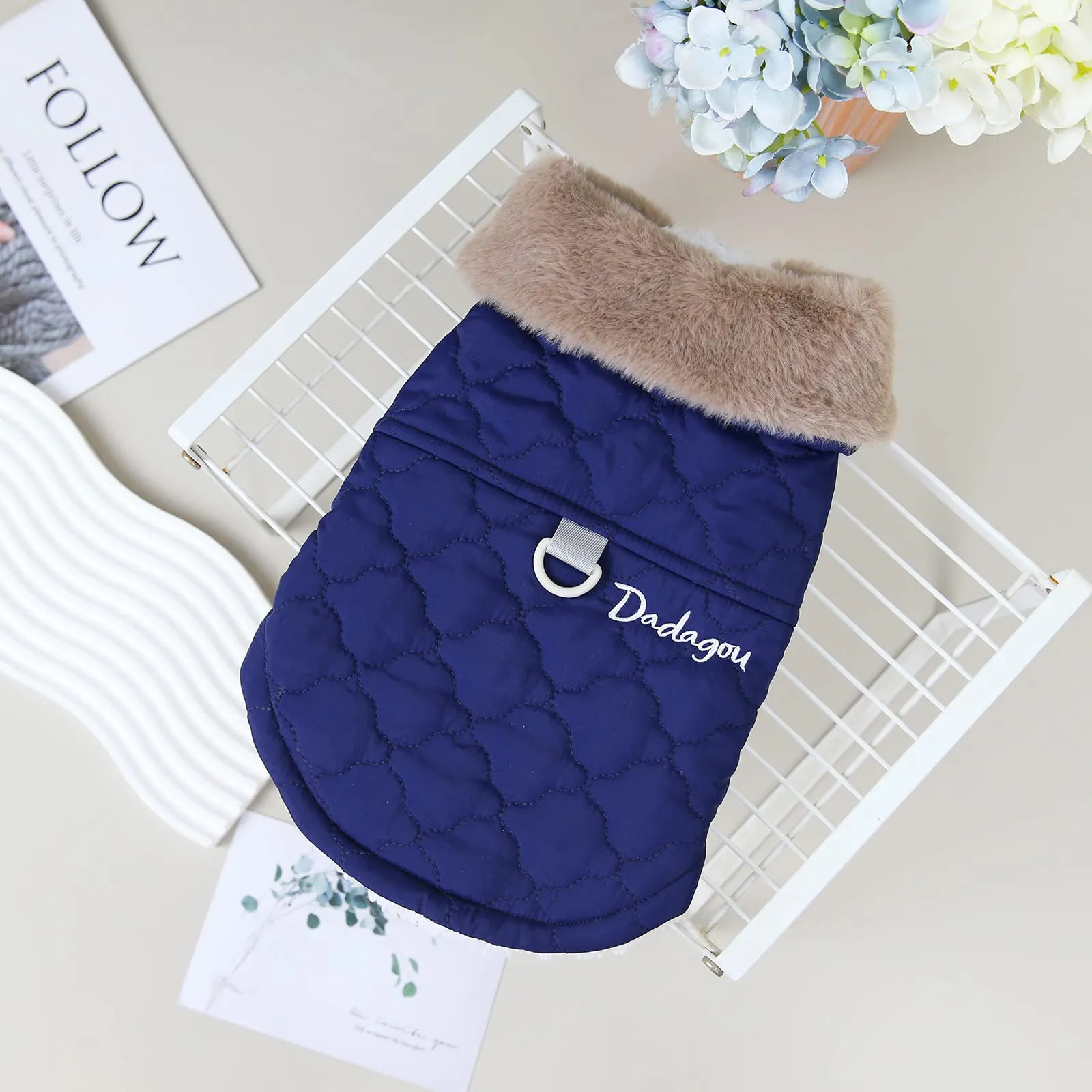 Izefia Cappotto del Cane Freddo Antivento Giacca Felpa Caldo Maglione Invernale Vestiti Spessi Gilet di Pelo Collare Serbatoio Cappotto del Cane per Il piccolo Gatto Medio - immagine 3