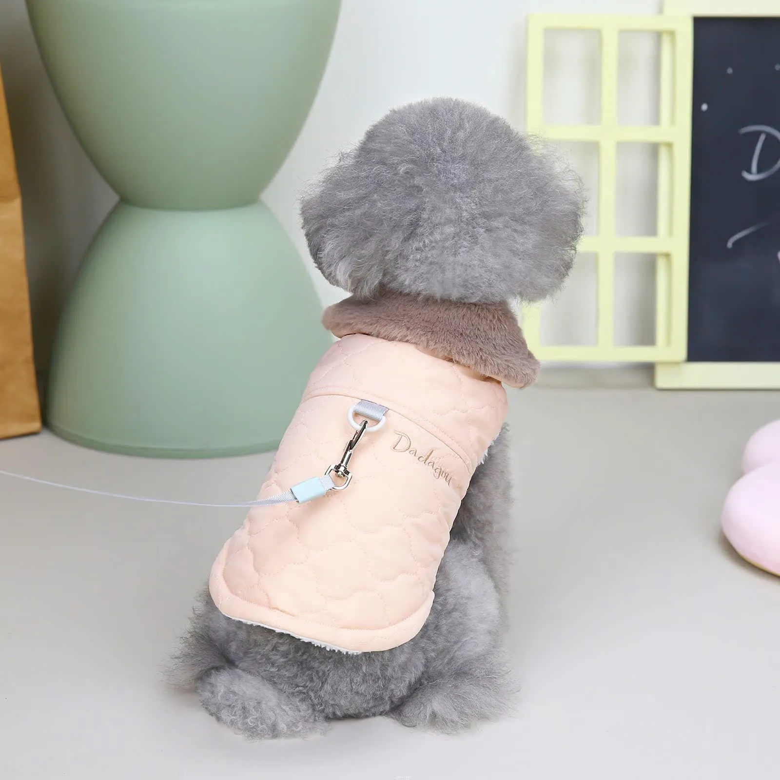 Izefia Cappotto del Cane Freddo Antivento Giacca Felpa Caldo Maglione Invernale Vestiti Spessi Gilet di Pelo Collare Serbatoio Cappotto del Cane per Il piccolo Gatto Medio - immagine 4