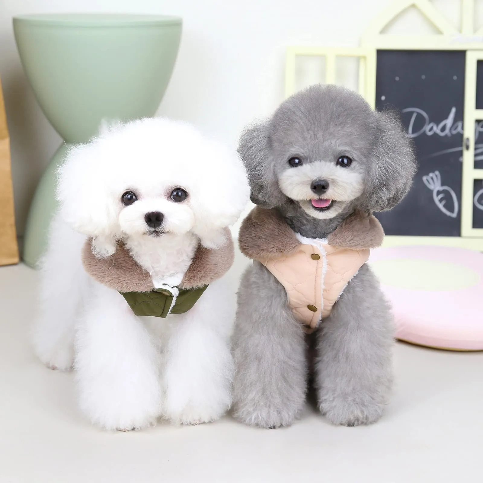 Izefia Cappotto del Cane Freddo Antivento Giacca Felpa Caldo Maglione Invernale Vestiti Spessi Gilet di Pelo Collare Serbatoio Cappotto del Cane per Il piccolo Gatto Medio - immagine 5