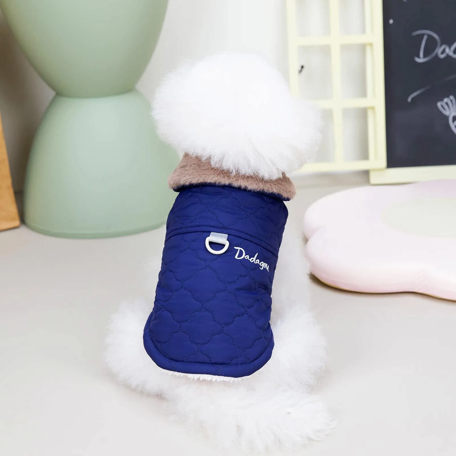 Izefia Cappotto del Cane Freddo Antivento Giacca Felpa Caldo Maglione Invernale Vestiti Spessi Gilet di Pelo Collare Serbatoio Cappotto del Cane per Il piccolo Gatto Medio - immagine 4