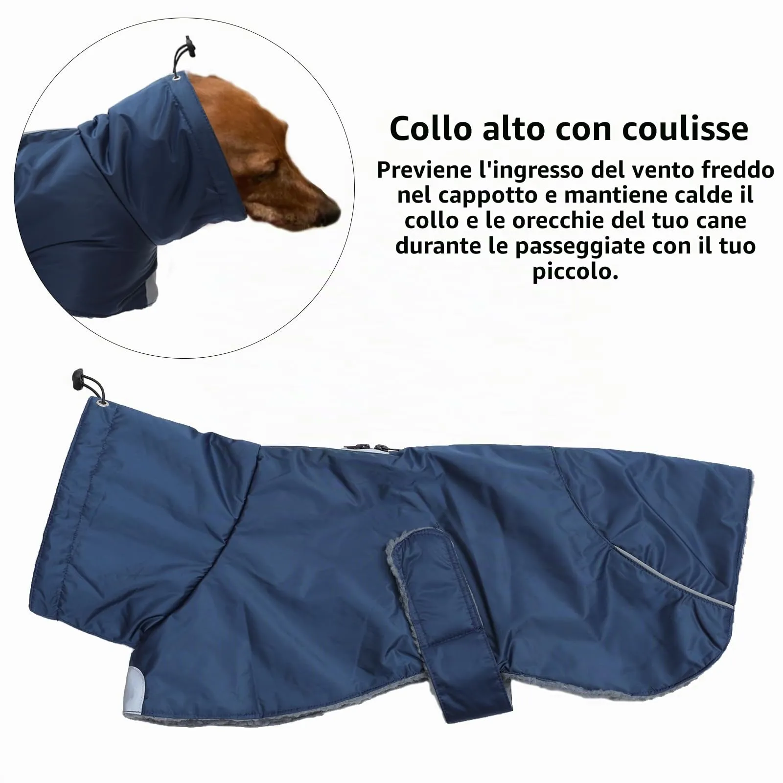 Morezi Cappotti bassotto impermeabili, Weiner cappotto invernale, tuta da neve per cuccioli con fasce regolabili e bordi riflettenti ad alta visibilità, blu navy - XS - immagine 5
