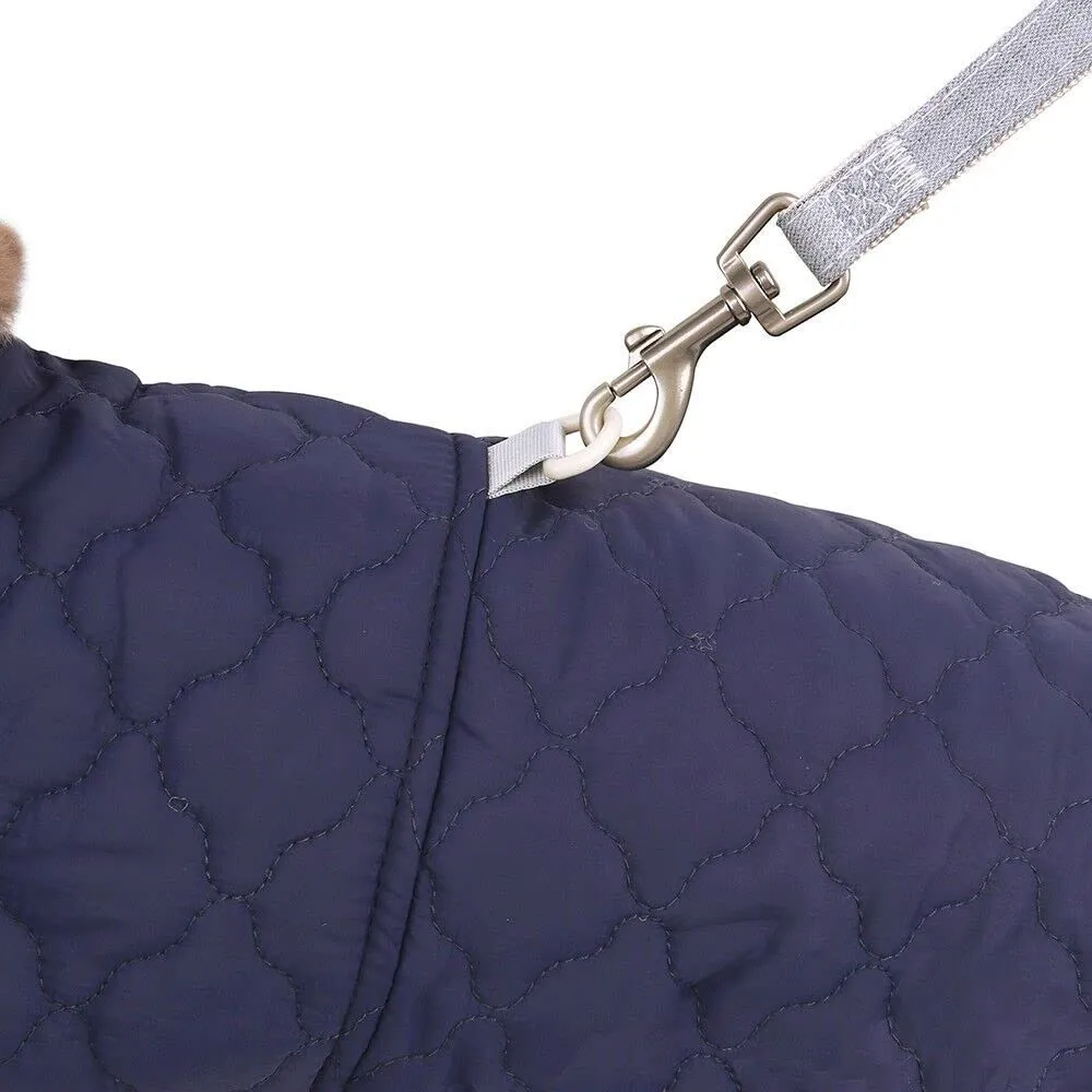Cappottino invernale per cani foderato in pile, impermeabile, caldo e morbido, con anello a D, per cani di taglia grande, per attività all'aperto (L, blu navy) - immagine 3