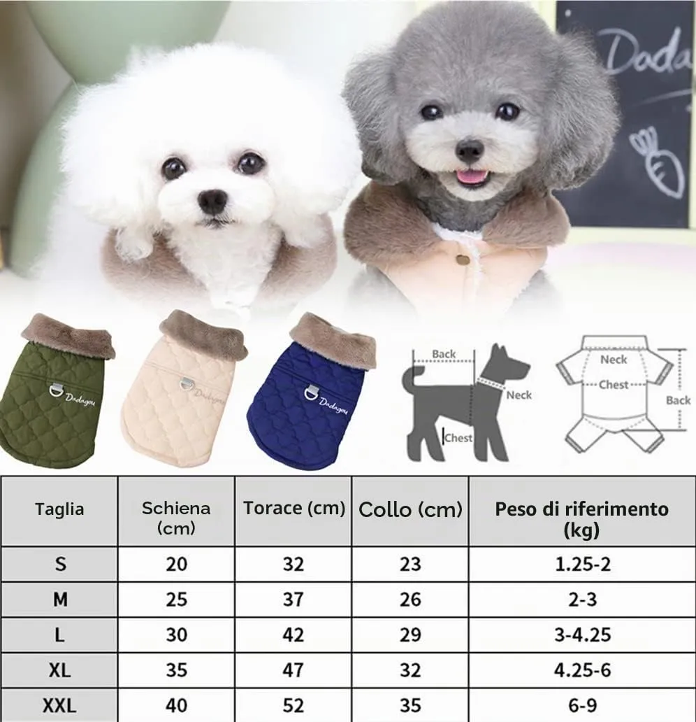 Cappottino invernale per cani foderato in pile, impermeabile, caldo e morbido, con anello a D, per cani di taglia media e grande, per attività all'aperto (L, verde) - immagine 7