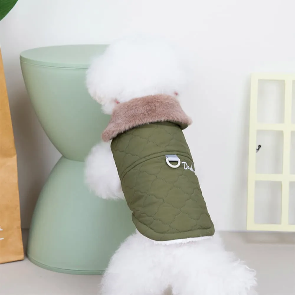 Cappottino invernale per cani foderato in pile, impermeabile, caldo e morbido, con anello a D, per cani di taglia media e grande, per attività all'aperto (M, verde) - immagine 7