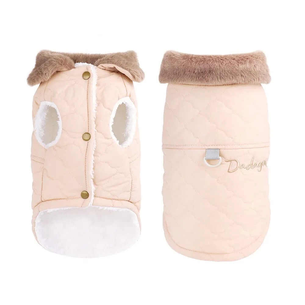 Cappottino invernale per cani foderato in pile, impermeabile, caldo e morbido, con anello a D, per cani di taglia media e grande, per attività all'aperto (XL, rosa) - immagine 1