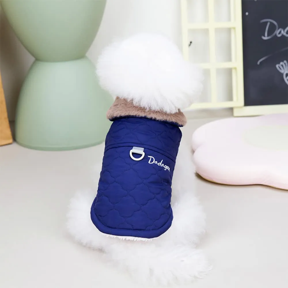 Cappottino invernale per cani foderato in pile, impermeabile, caldo e morbido, con anello a D, per cani di taglia grande, per attività all'aperto (XXL, blu navy) - immagine 8