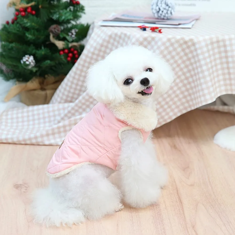 Cappottino invernale per cani,Pettorina Invernale per Cani,Calda Giacca per Cani di Piccola Taglia,Vestiti Dell'animale Domestico per Cani Piccoli,Gilet del per Cani di Piccola Taglia (L,rosa) - immagine 2