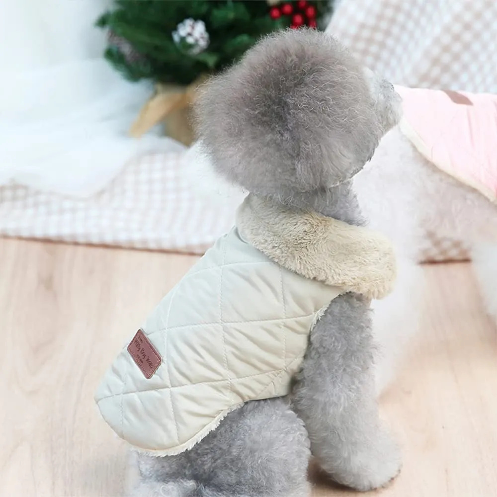 Cappottino invernale per cani,Pettorina Invernale per Cani,Calda Giacca per Cani di Piccola Taglia,Vestiti Dell'animale Domestico per Cani Piccoli,Gilet del per Cani di Piccola Taglia (M,Beige) - immagine 2