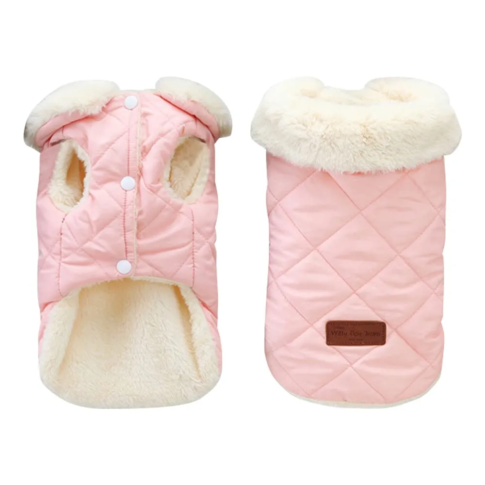 Cappottino invernale per cani foderato in pile, impermeabile e caldo, per cani di taglia piccola, media e grande (M, rosa 2) - immagine 1