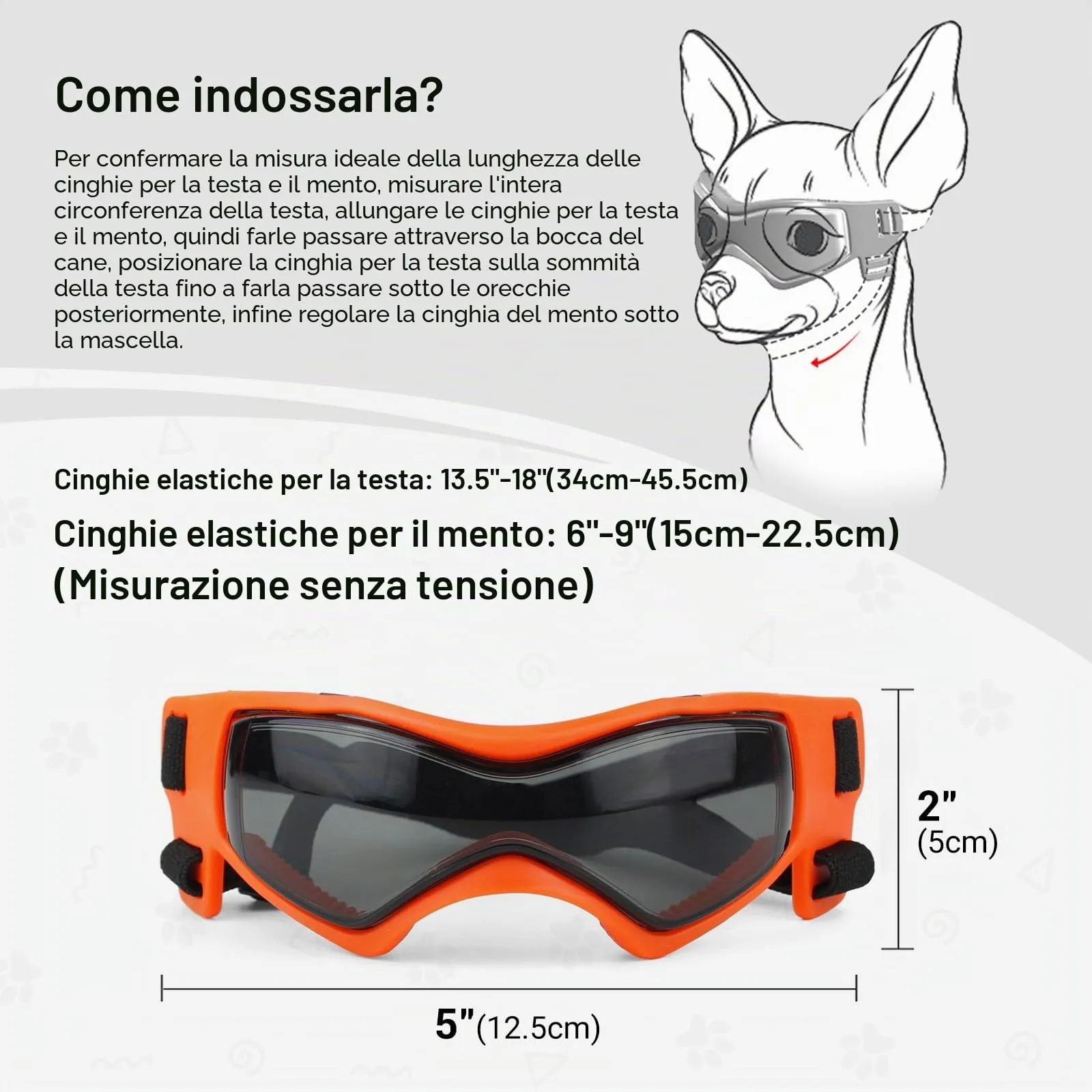 Enjoying Occhiali per Cani Taglia Piccola, Occhiali da Sole per Cucciolo Moto, Gatti Adulti Occhiali Cane, Protezione UV, Regolabile, Cool Arancione - immagine 4