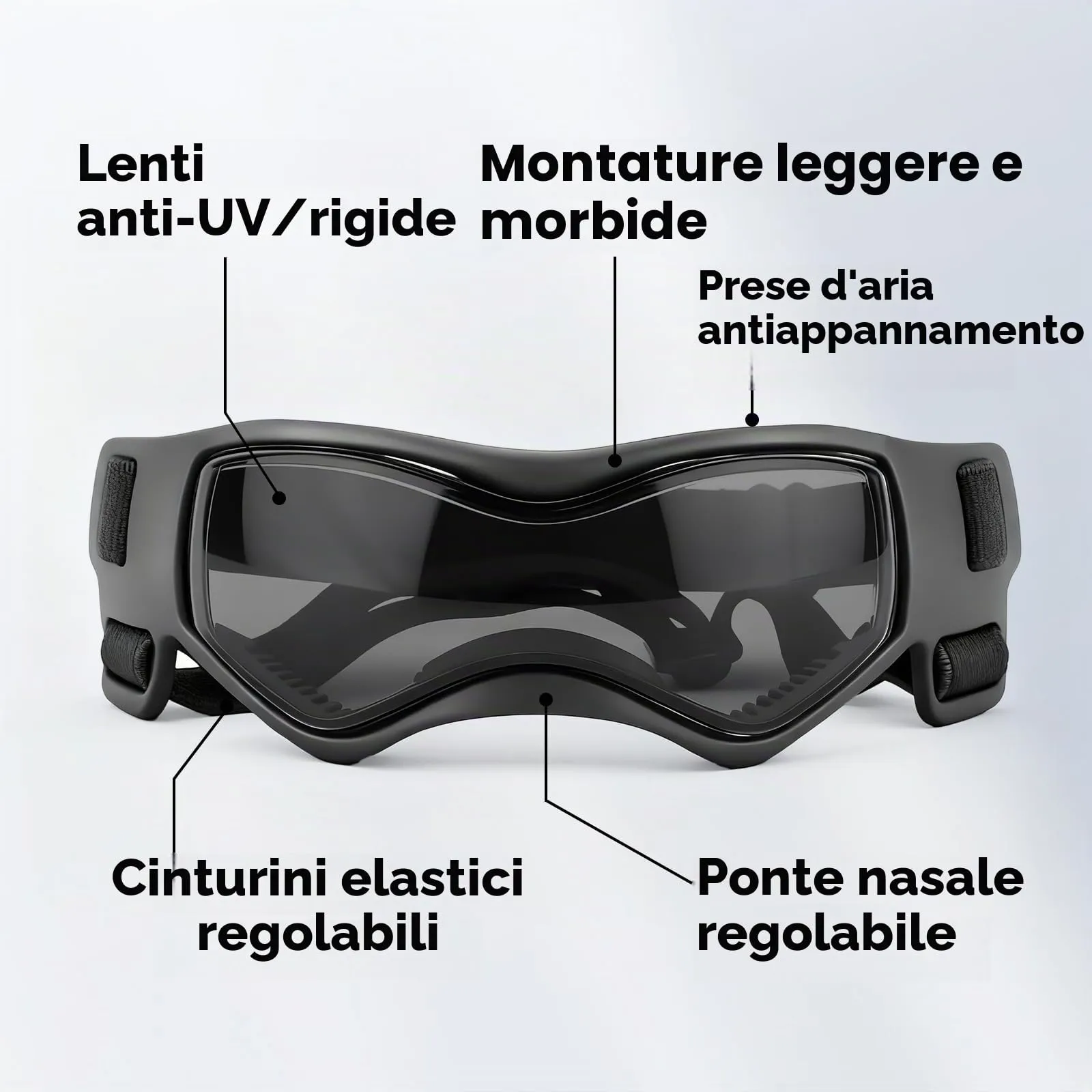 Enjoying Occhiali per Cani Taglia Piccola, Occhiali da Sole per Cucciolo Moto, Gatti Adulti Occhiali Cane, Protezione UV, Regolabile, Cool Nero - immagine 3