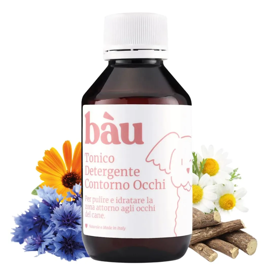 Bau Pulizia Occhi Cane Lacrimazione, Tonico Detergente Occhi Cane, Rimuove Macchie da Lacrimazione, Idratante e Antinfiammatorio Naturale con Aloe, Camomilla, Rosa, Calendula - immagine 1