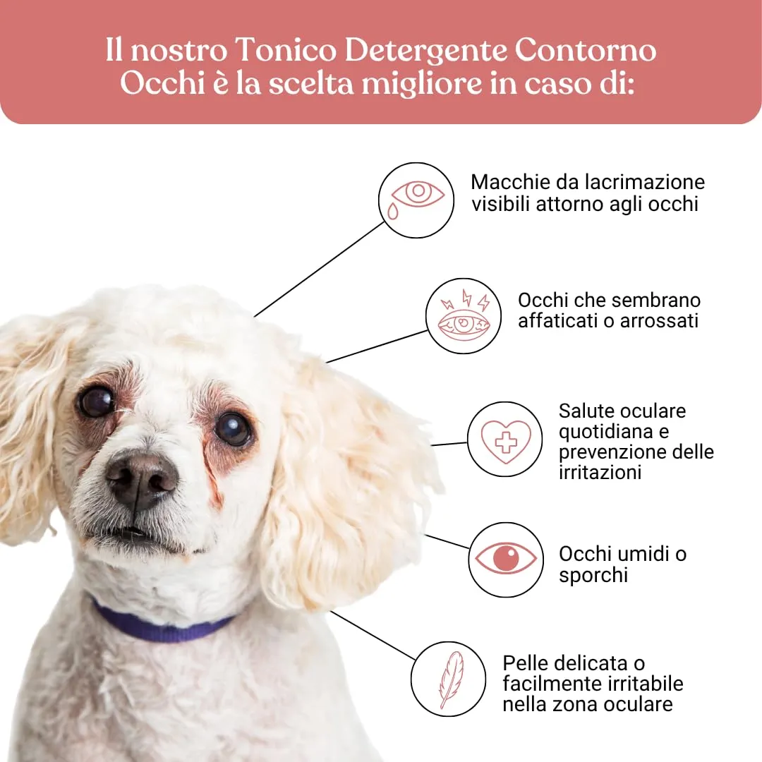 Bau Pulizia Occhi Cane Lacrimazione, Tonico Detergente Occhi Cane, Rimuove Macchie da Lacrimazione, Idratante e Antinfiammatorio Naturale con Aloe, Camomilla, Rosa, Calendula - immagine 3