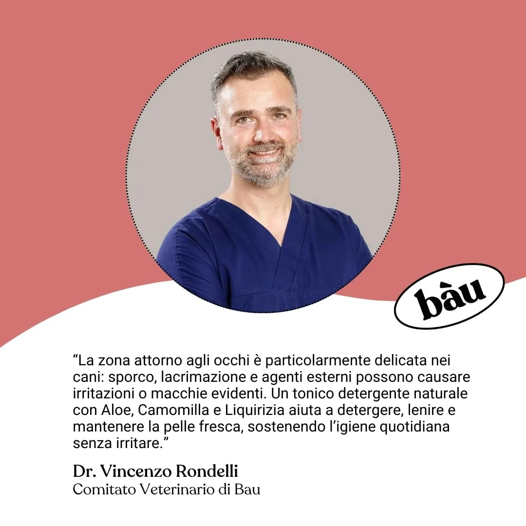 Bau Pulizia Occhi Cane Lacrimazione, Tonico Detergente Occhi Cane, Rimuove Macchie da Lacrimazione, Idratante e Antinfiammatorio Naturale con Aloe, Camomilla, Rosa, Calendula - immagine 8