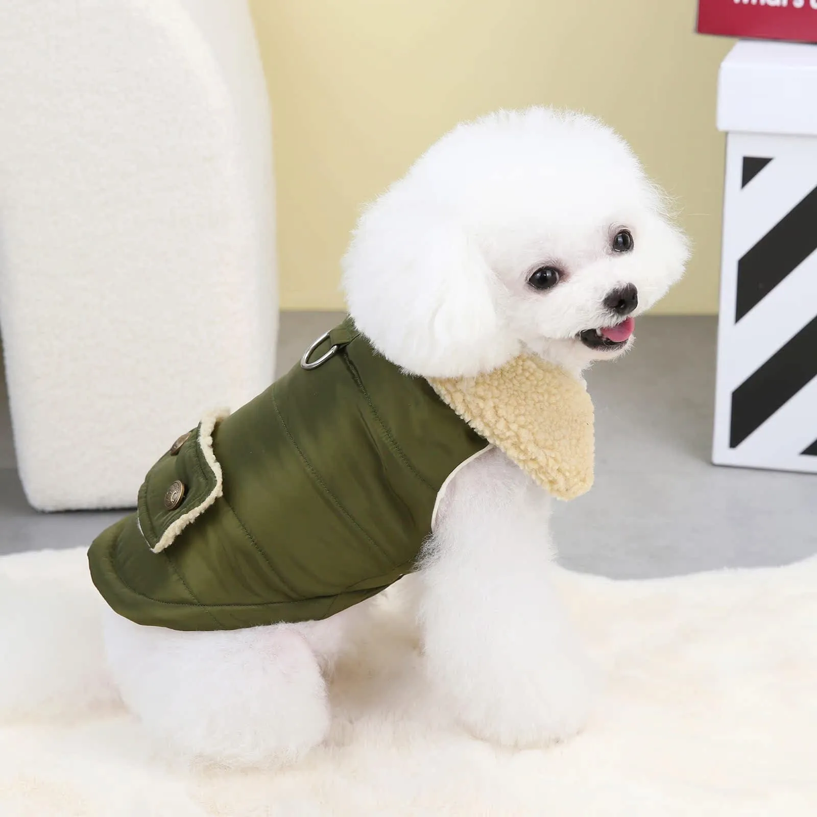 Izefia Cappotto del Cane Freddo Antivento Giacca Felpa Calda Invernale Vestiti Spessi Collare di Pelliccia Stile Nordico Cappotto del Cane Piccolo Gatto Medio - immagine 5