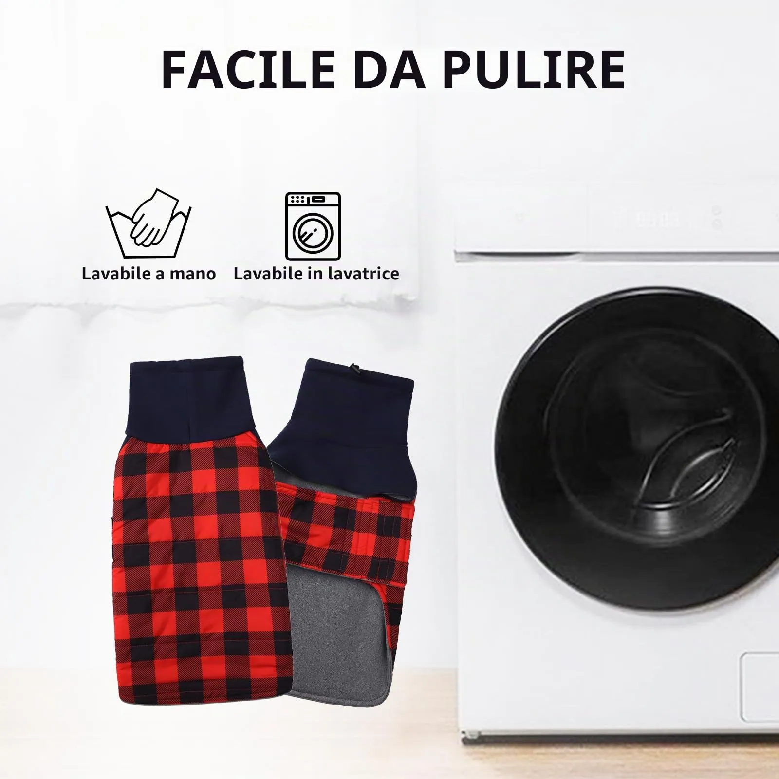 Geyecete Impermeabile Cappotto Bassotto cane,Giacca invernale per bassotto,Regolabile Caldo pullover per Cani,Collo Alto Cappotto da cucciolo,Stile Quadri Inglese-Rosso Quadri-L - immagine 5
