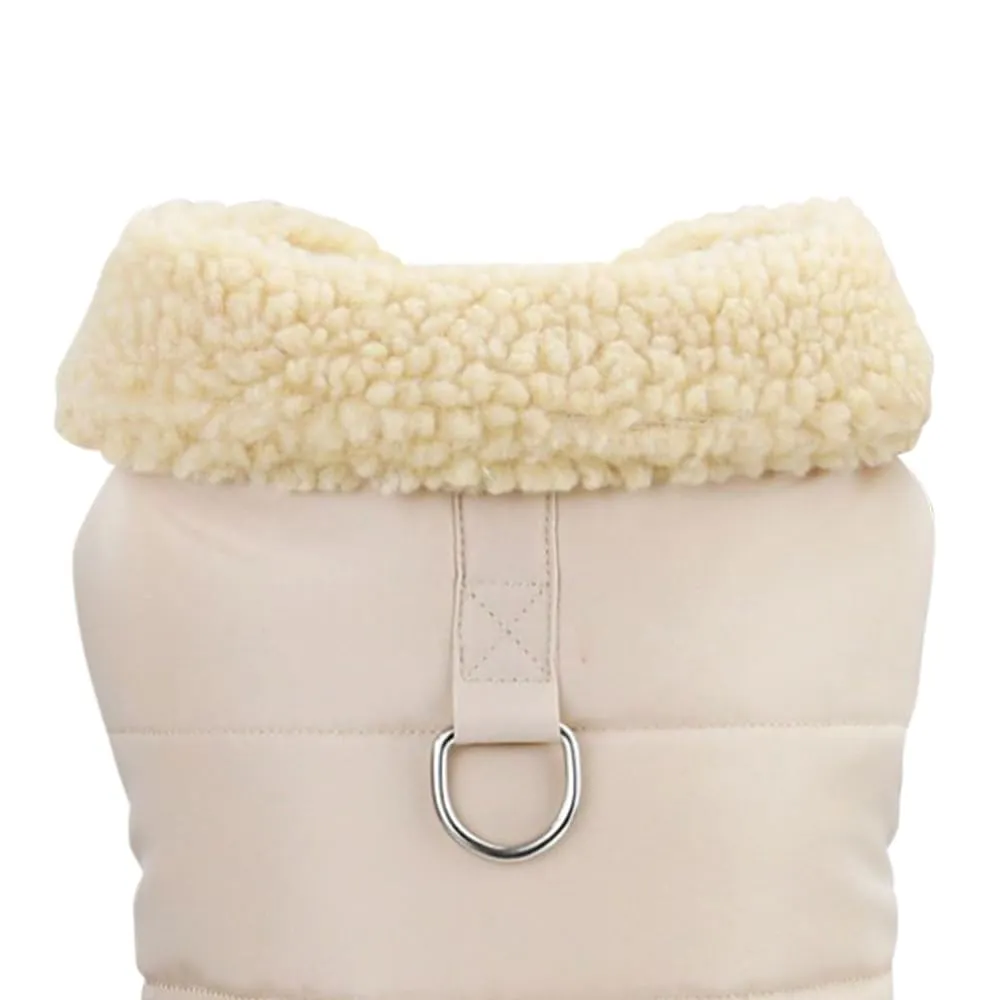 Cappottino invernale per cani foderato in pile, morbido, antivento, impermeabile, caldo, per cani di taglia piccola, media e grande (S, beige) - immagine 5