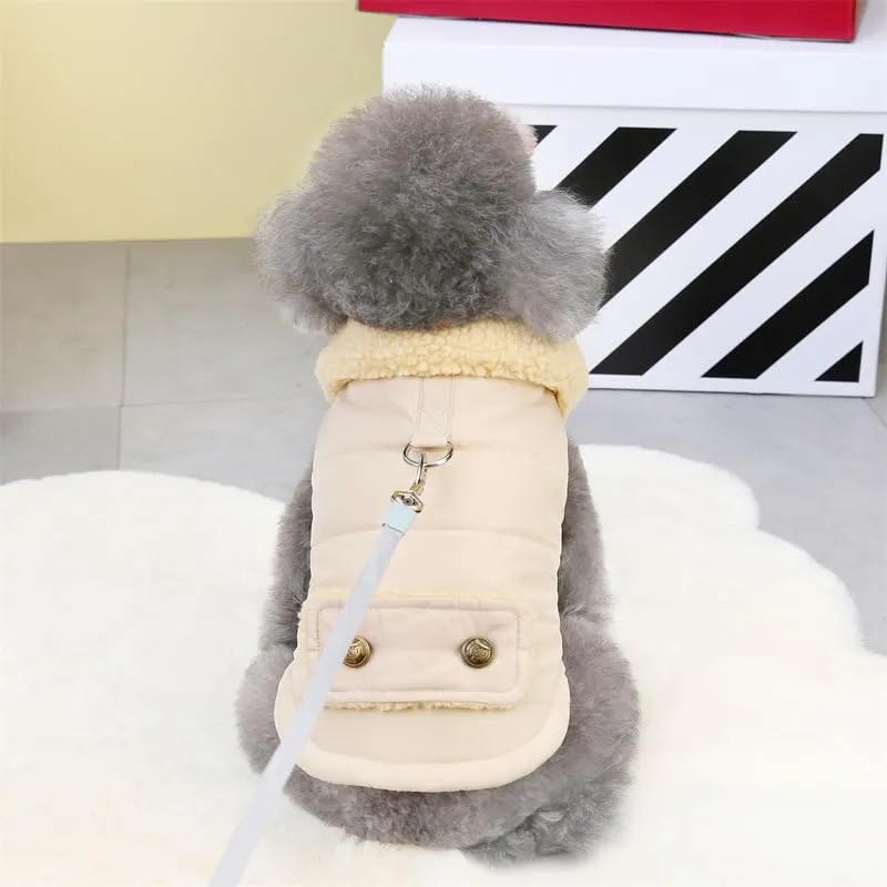 Cappottino invernale per cani foderato in pile, morbido, antivento, impermeabile, caldo, per cani di taglia piccola, media e grande (XL, beige) - immagine 4