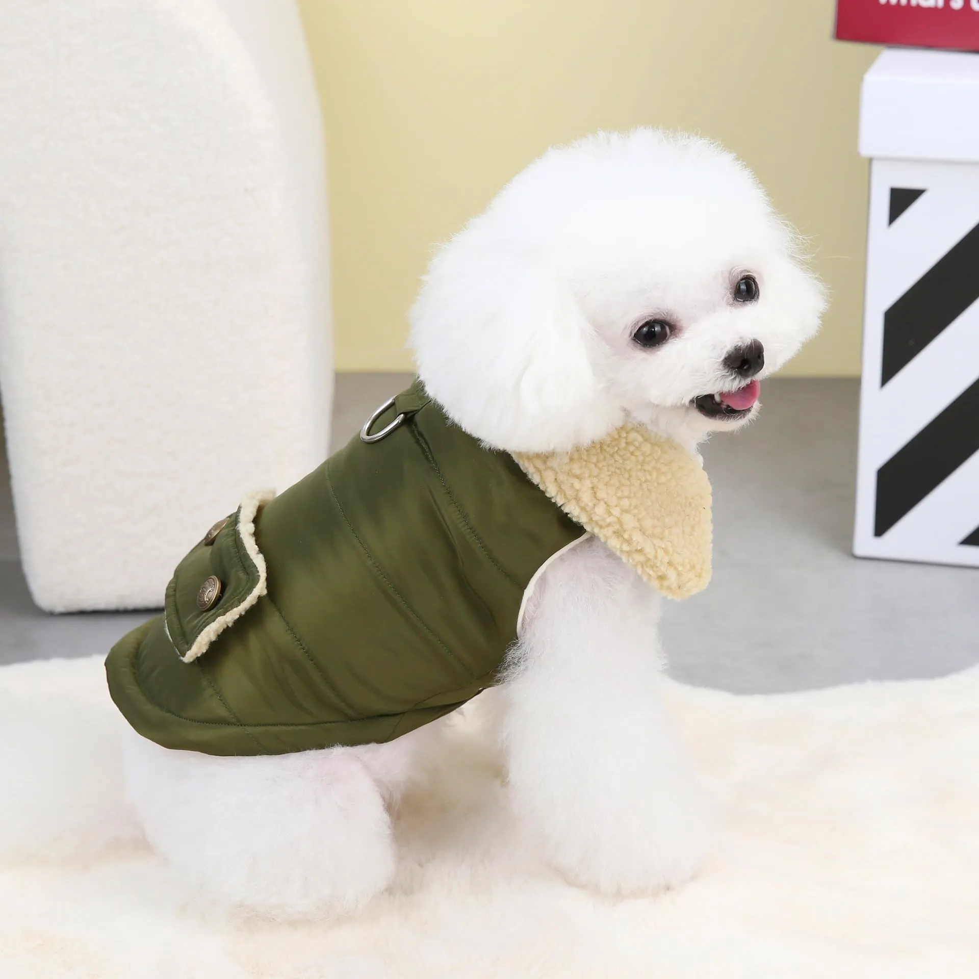 Cappottino invernale per cani foderato in pile, morbido, antivento, impermeabile, caldo, per cani di taglia piccola, media e grande (XXL, verde scuro) - immagine 3