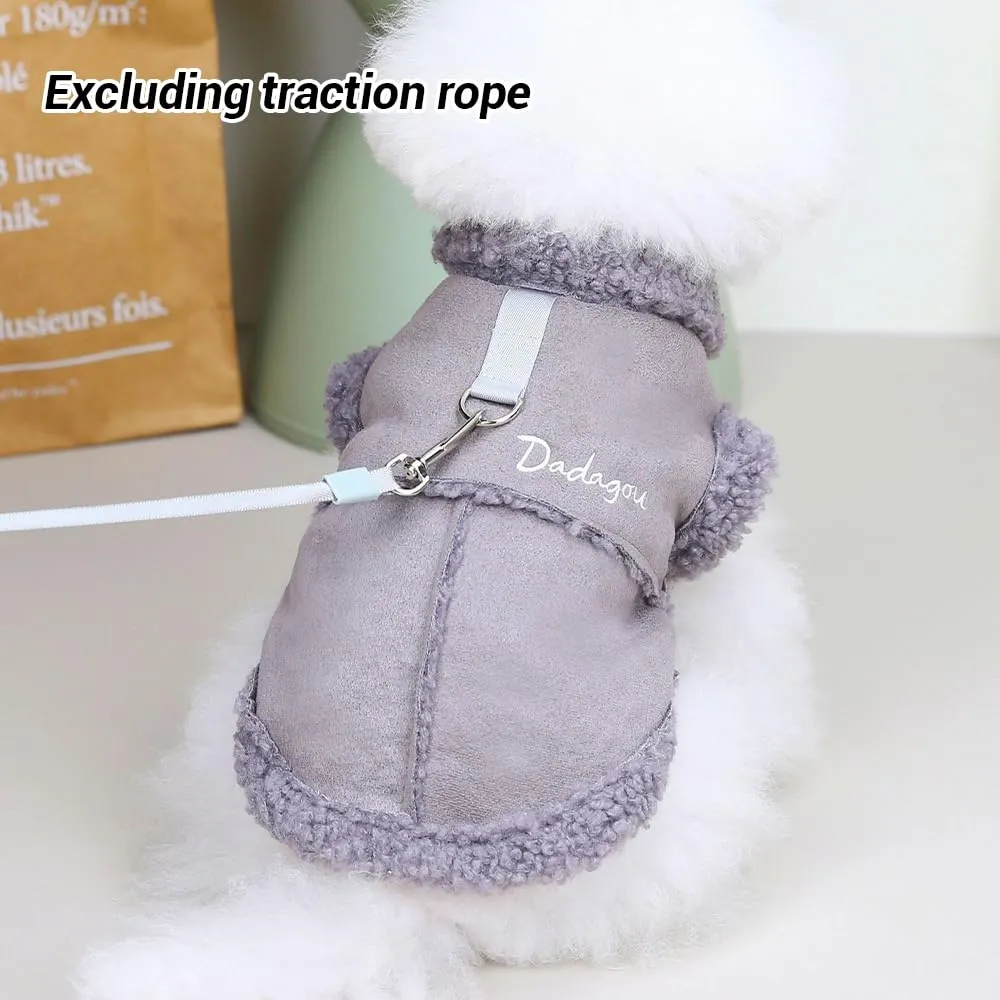 Cappotto Invernale per Cani,Giacca per Cani,Abbigliamento per cani con D Anello,Vestiti Dell'animale Domestico,Giacca per Cani in Morbido pile per Cani di Taglia Piccoli Media e Grande(Grigio,XL) - immagine 4