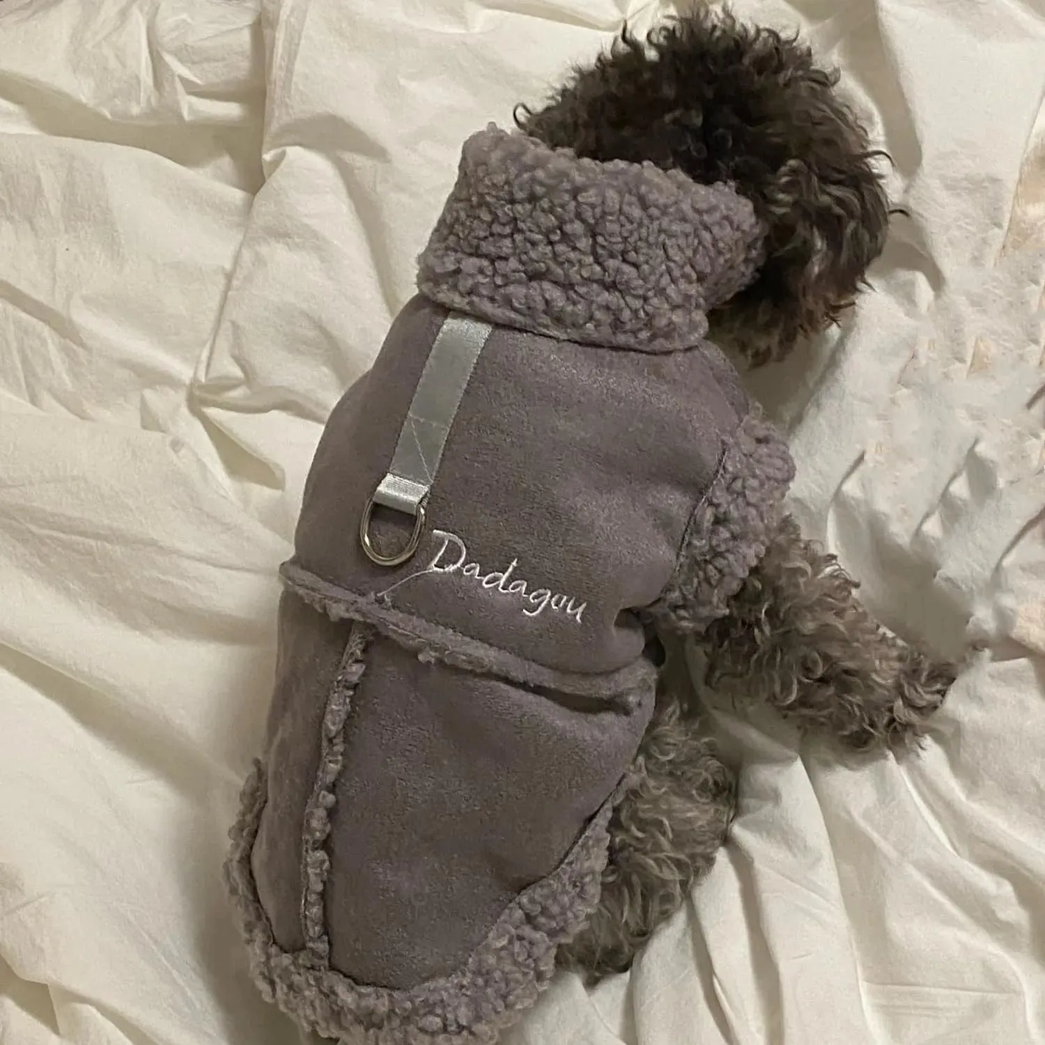 Cappotto Invernale per Cani,Giacca per Cani,Abbigliamento per cani con D Anello,Vestiti Dell'animale Domestico,Giacca per Cani in Morbido pile per Cani di Taglia Piccoli Media e Grande(Grigio,XL) - immagine 8