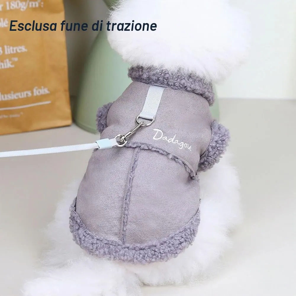 Cappotto Invernale per Cani,Giacca per Cani,Abbigliamento per cani con D Anello,Vestiti Dell'animale Domestico,Giacca per Cani in Morbido pile per Cani di Taglia Piccoli Media e Grande(Grigio,M) - immagine 4