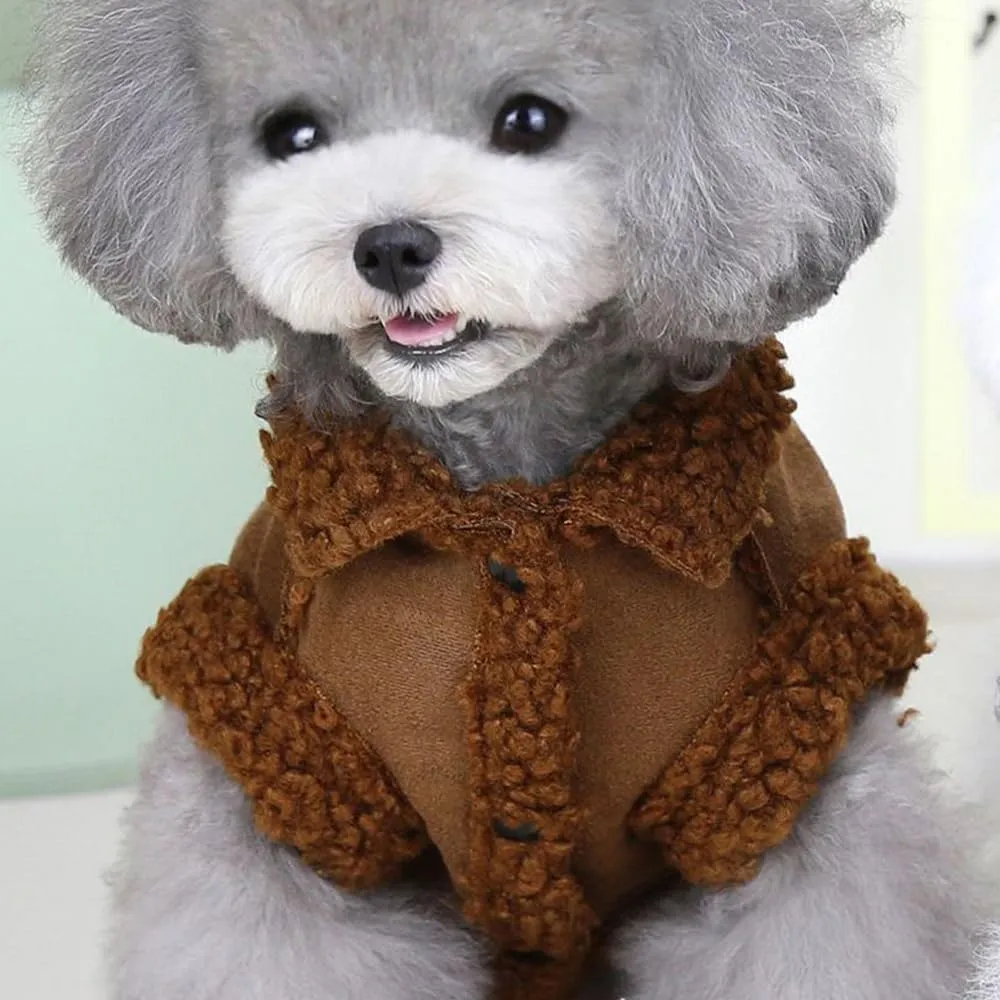 Cappotto Invernale per Cani,Giacca per Cani,Abbigliamento per cani con D Anello,Vestiti Dell'animale Domestico,Giacca per Cani in Morbido pile per Cani di Taglia Piccoli Media e Grande(Marrone,L) - immagine 3