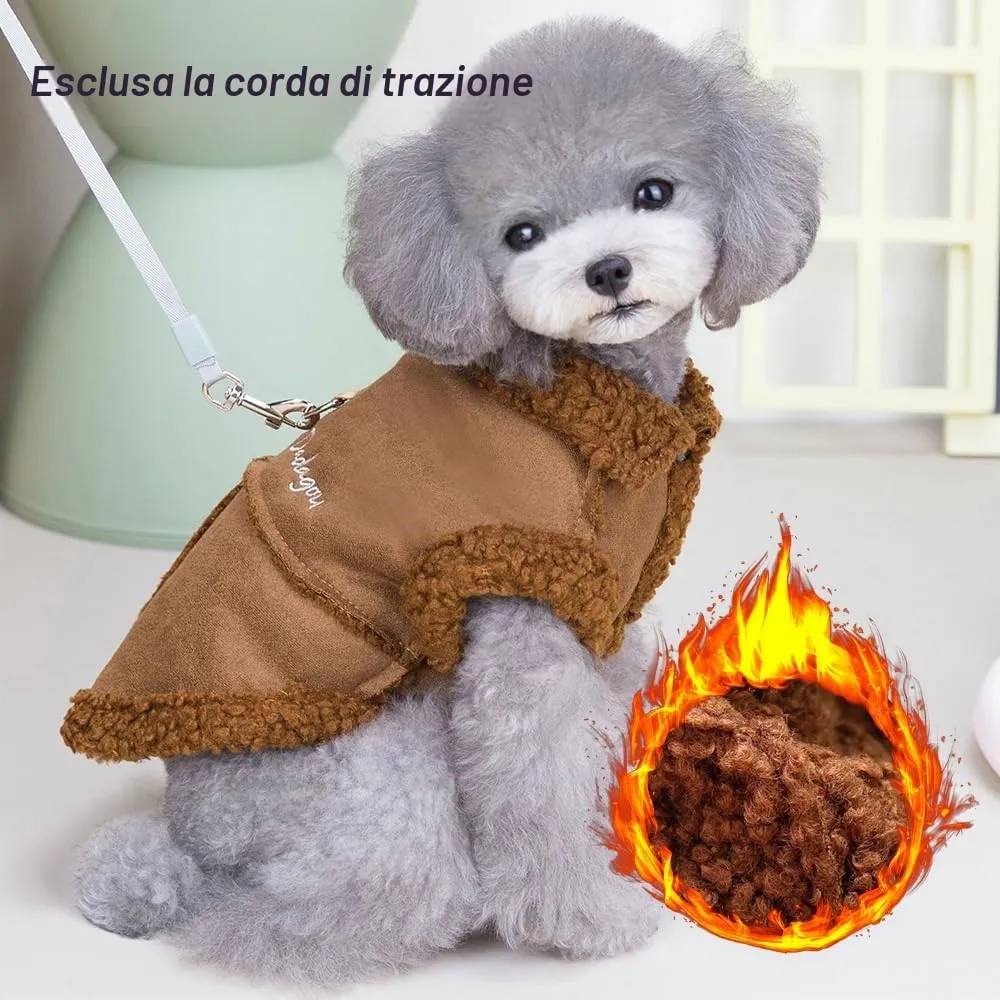 Cappotto Invernale per Cani,Giacca per Cani,Abbigliamento per cani con D Anello,Vestiti Dell'animale Domestico,Giacca per Cani in Morbido pile per Cani di Taglia Piccoli Media e Grande(Marrone,L) - immagine 6