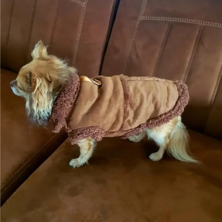 Cappotto Invernale per Cani,Giacca per Cani,Abbigliamento per cani con D Anello,Vestiti Dell'animale Domestico,Giacca per Cani in Morbido pile per Cani di Taglia Piccoli Media e Grande(Marrone,L) - immagine 7