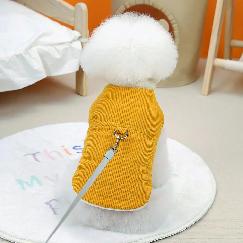 Cappotto Invernale per Cani,Cappotto per Cani con D Anello,Abbigliamento per cani con Fodera in Pile,Velluto Giacca per cani Antivento Abbigliamento per Cani Piccola Taglia Media Grandi(Giallo,L) - immagine 6