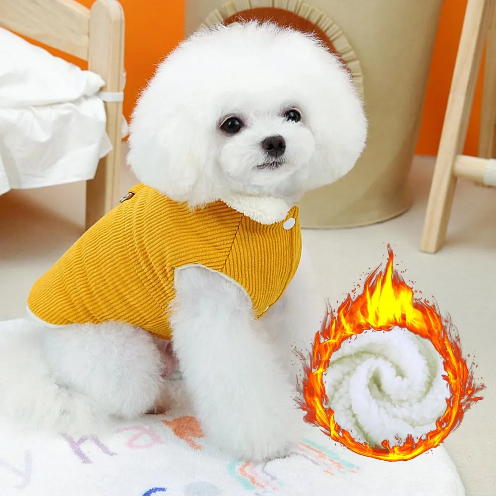 Cappotto Invernale per Cani,Cappotto per Cani con D Anello,Abbigliamento per cani con Fodera in Pile,Velluto Giacca per cani Antivento Abbigliamento per Cani Piccola Taglia Media Grandi(Giallo,L) - immagine 7