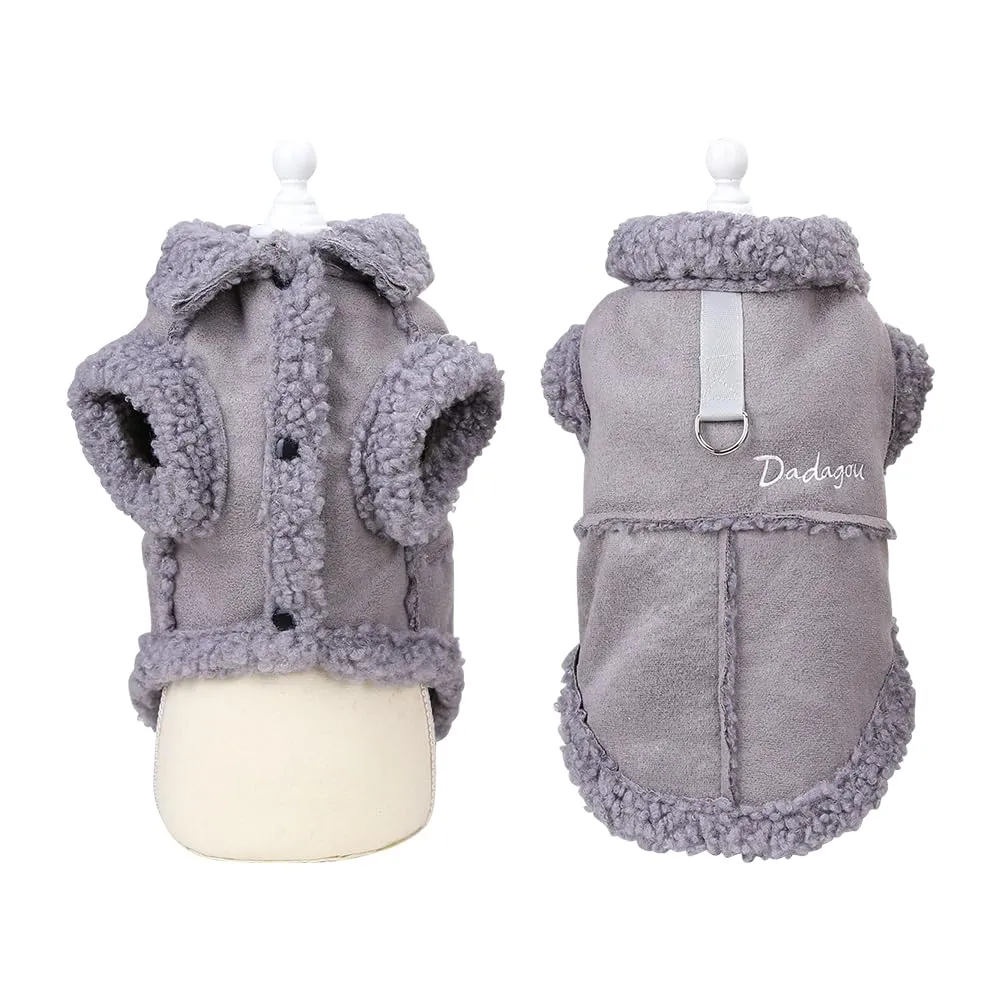 Cappotto Invernale per Cani,Giacca per Cani,Abbigliamento per cani con D Anello,Vestiti Dell'animale Domestico,Giacca per Cani in Morbido pile per Cani di Taglia Piccoli Media e Grande(Grigio,L) - immagine 1