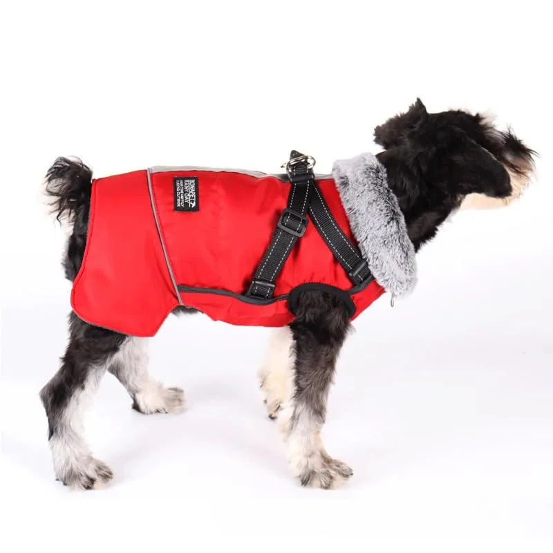Cappotto Invernale per Cani,Cappotto Impermeabile Cane con Fodera in Pile,Abbigliamento per cani con pettorina,Gilet Riflettente del per Cani Piccola Taglia Media Grandi(Rosso,L) - immagine 1